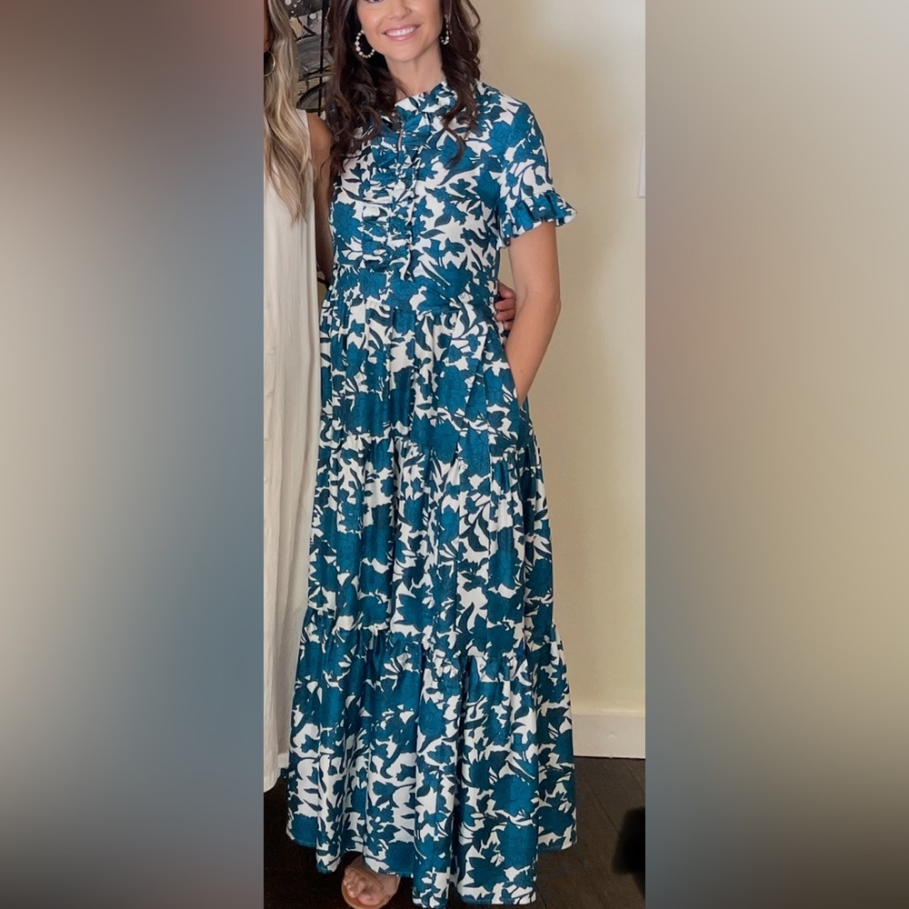 LA DoubleJ Long and Sassy Blue and White Maxi Dress - Picture 5 of 5